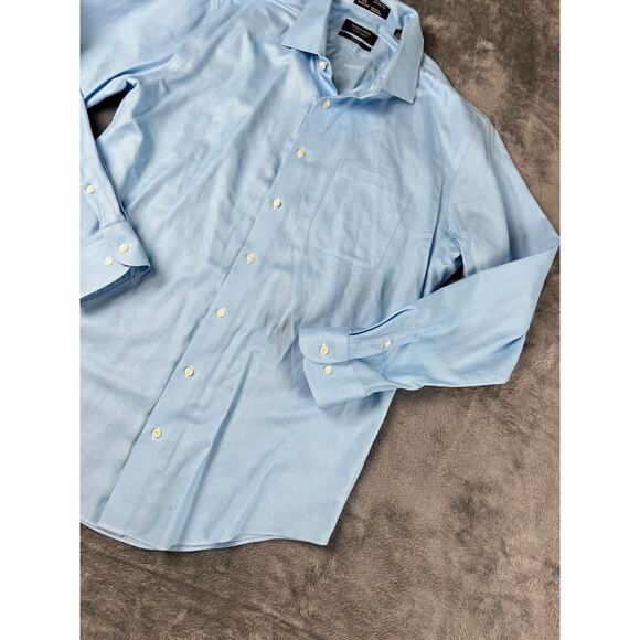 Nordstrom Men’s Shop Smartcare Trim Fit Dress Shirt Light Blue Size Large - Picture 2 of 9